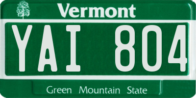 VT license plate YAI804