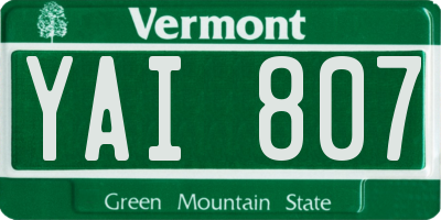 VT license plate YAI807