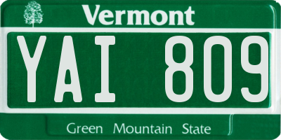 VT license plate YAI809