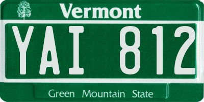 VT license plate YAI812