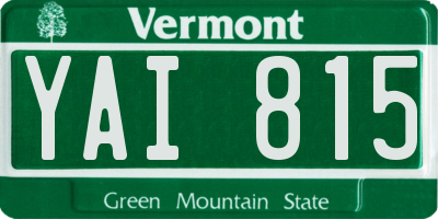 VT license plate YAI815