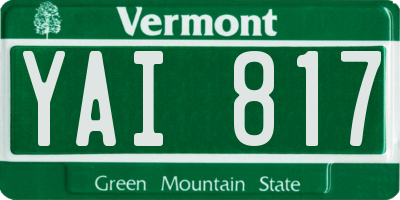 VT license plate YAI817
