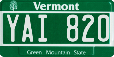 VT license plate YAI820
