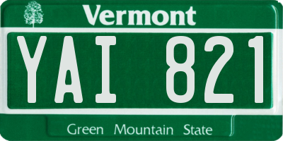 VT license plate YAI821