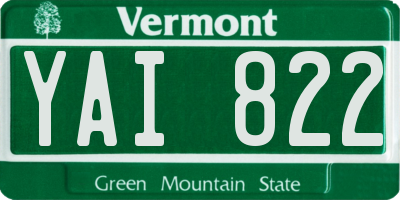 VT license plate YAI822