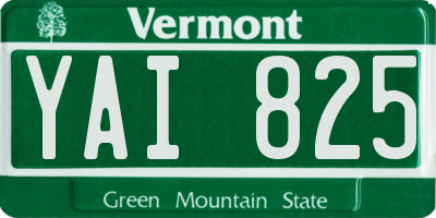 VT license plate YAI825