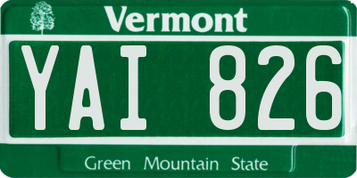 VT license plate YAI826