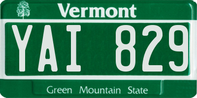 VT license plate YAI829