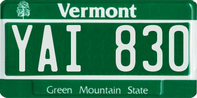 VT license plate YAI830