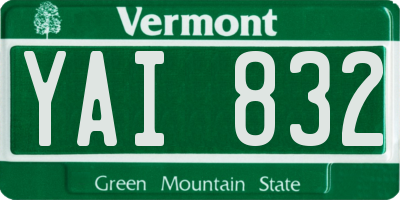 VT license plate YAI832