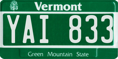VT license plate YAI833