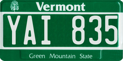 VT license plate YAI835