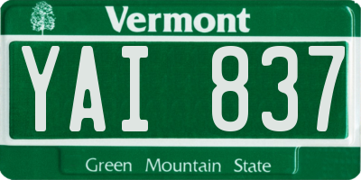 VT license plate YAI837