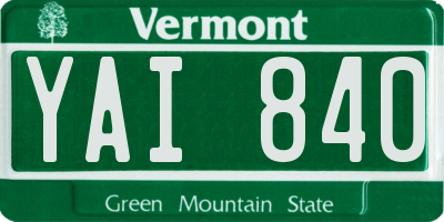 VT license plate YAI840