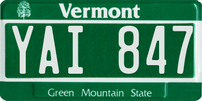 VT license plate YAI847