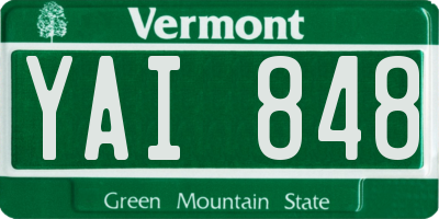 VT license plate YAI848