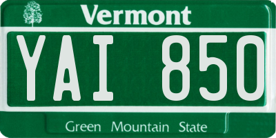 VT license plate YAI850