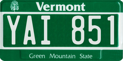 VT license plate YAI851