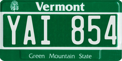 VT license plate YAI854