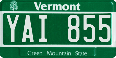 VT license plate YAI855