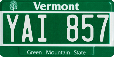 VT license plate YAI857