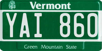 VT license plate YAI860