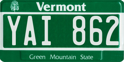 VT license plate YAI862
