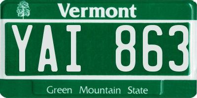 VT license plate YAI863