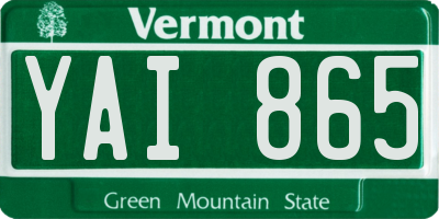 VT license plate YAI865