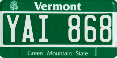 VT license plate YAI868