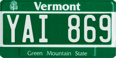 VT license plate YAI869