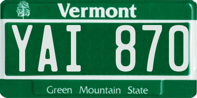 VT license plate YAI870