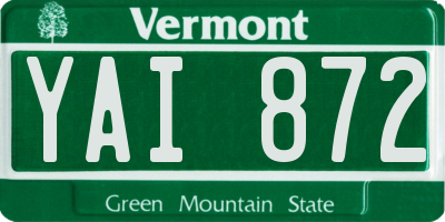 VT license plate YAI872