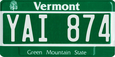 VT license plate YAI874