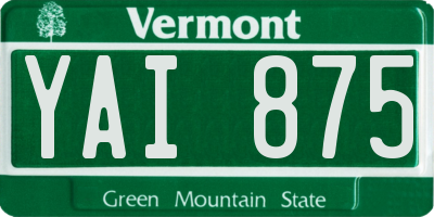 VT license plate YAI875