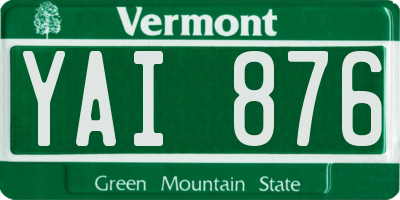VT license plate YAI876