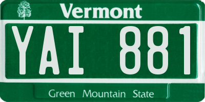 VT license plate YAI881