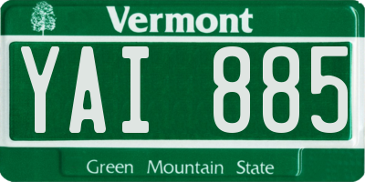 VT license plate YAI885