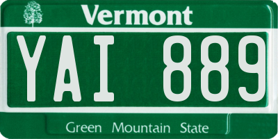 VT license plate YAI889