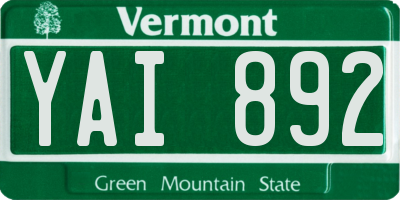 VT license plate YAI892