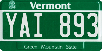 VT license plate YAI893