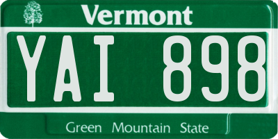 VT license plate YAI898