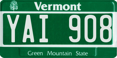 VT license plate YAI908