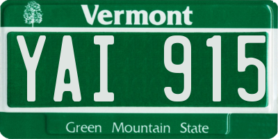 VT license plate YAI915