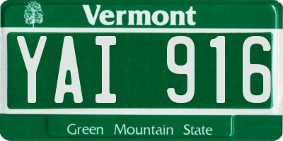 VT license plate YAI916