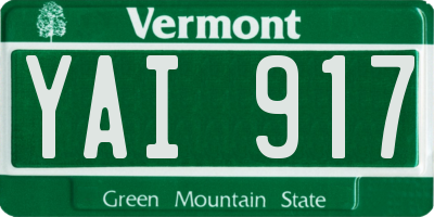 VT license plate YAI917