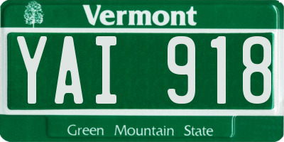 VT license plate YAI918