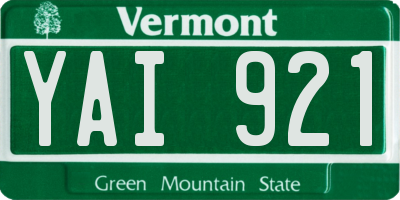 VT license plate YAI921