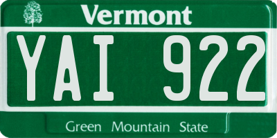 VT license plate YAI922