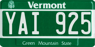 VT license plate YAI925